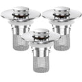 Bathroom Sink Drain Strainer, Pop-up Sink Drain Strainer with Removable Stainless Steel Strainer Basket Hair Catcher, Bathroom Sink Strainer for Bathroom Sink Stopper Replacement (3PCS) - color: Sliver-3