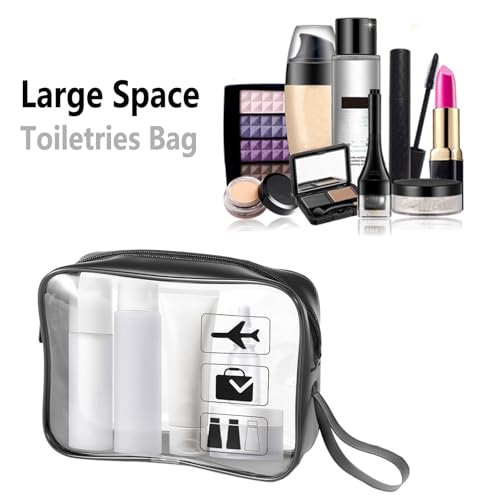 TSA Approved Toiletry Bag 3Pcs - 3 Pack Clear Travel Bags for Toiletries, Carry on Airport Airline Compliant Bag,Black - color: 3PCS-Black