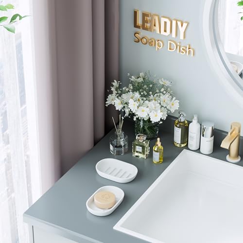 2Pcs/SetBathroom Soap Dishes, Not Plastic！,Bamboo Soap Dishes Holder for Bathroom Shower, Bathroom Sink Soap Dish (White) - color: 2pcs White2.0