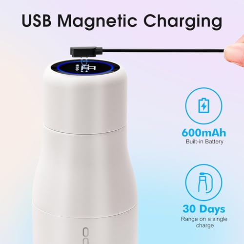 VSITOO S1 15oz Mini Insulated Stainless Steel Self-Cleaning Water Bottle | Mini 15oz Insulated Bottle for Purses & School Bags, With Auto Self-Cleaning, Touchscreen, 30-Day Battery & 24H Cold - color: White, size: 14.8 Ounces