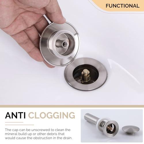 Angle Simple Bathroom Sink Drain, Brass Pop Up Drain Stopper for Vanity Sink with Overflow, Brushed Nickel - color: Brushed Nickel