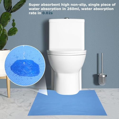 Blue Disposable Toilet Mats for Clean and Hygienic Bathroom,Upgraded Disposable Toilet Mat for Potty Training&Adults,Super Absorbent,Non-Slip,25 Pack U-Shape Pee Pads,24" x 22"