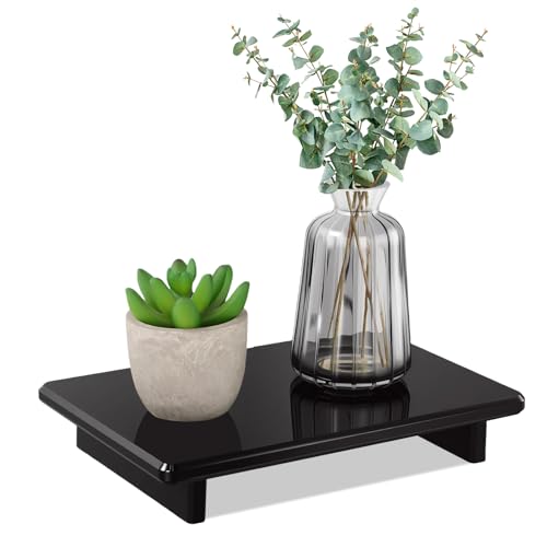 Large Black Acrylic Vanity Tray, Bathroom Countertop Organizer & Holder | 2-Pack, 12mm Thick, Raised Feet | Plant, Perfume & Cosmetic Display | Vanity, Nightstand, Desk, Sink & Kitchen Decor - size: Black-Large-9 x 5.9 x 1.5 inches