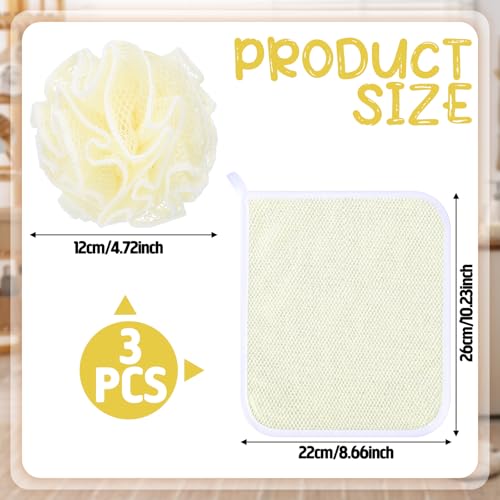 6 Pcs Exfoliating Washcloth and Loofah Sponge Set, Dual-Sided Cleaning Washcloth, Mini Mesh Shower Pouf Balls 35g for Women Bath Body Face Shower