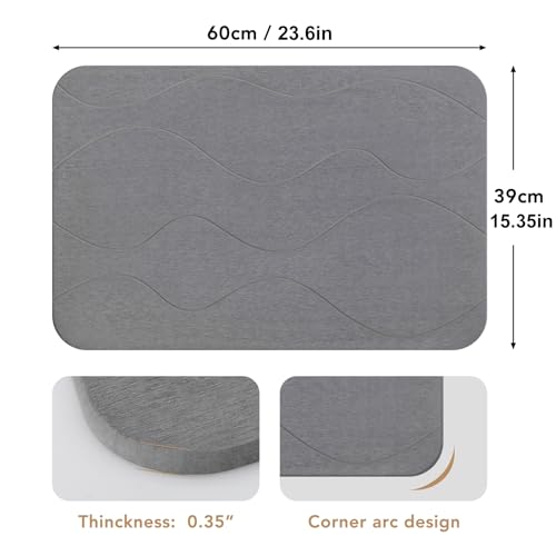 Stone Bath Mat, Diatomaceous Earth Shower Mat, Non-Slip Super Absorbent Quick Drying Bathroom Floor Mat, 2Pack,Grey, Pattern 1 - color: Grey-wave