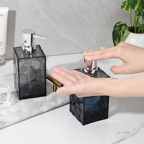 Hand Soap Dispenser, Clear Acrylic Plastic Liquid Pump Bottles Refillable Lotion Dispenser for Bathroom Decor Kitchen College Dorm, Grey - color: Clear Grey, size: 1 Pack
