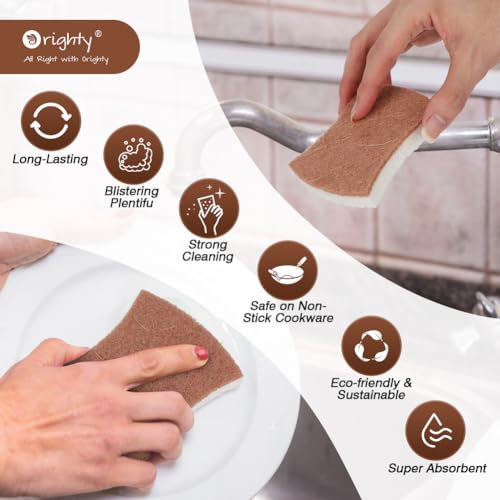 Orighty Non-Scratch Scrub Sponge, 24-Pack, Cellulose Kitchen Scrubber Sponges, Ideal for Kitchen Cleaning, Non-Stick Cookware, Washing Dishes, Bathroom, and Household - color: White