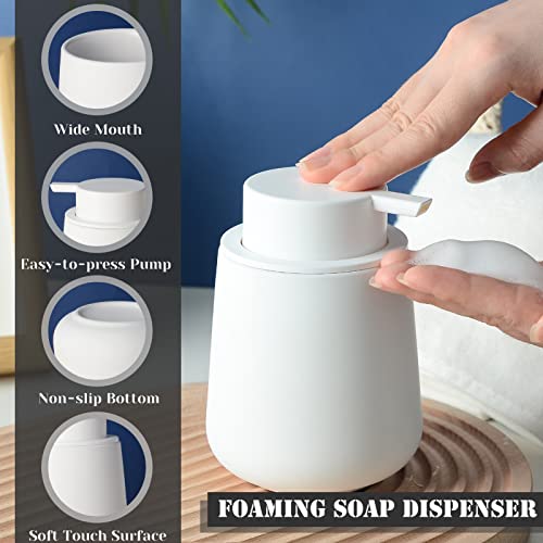 Bosilunlife Ceramic Foaming Soap Dispenser - 12Oz Bathroom Countertop Kitchen Dish Soap Pump Dispenser Foam Soap Dispenser - Rubber Paint White - color: Rubber White