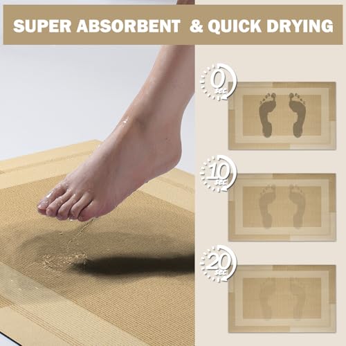 YDKGL Extra Long Non Slip Bathroom Runner Bath Mat, Rubber Backing Ultra Thin Bath Rug Fit Under Door Quick Dry Super Absorbent Washable Shower Mat for Bathroom Floor Bathtub Sink, Brown 17"x47" - color: A- Brown, size: 17” x 47“