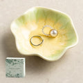 Ceramic Lotus Leaf Trinket Dish, Ring Holder for Jewelry | Keeps earrings, necklaces, keys, and keepsakes handy on vanities or nightstands, a sweet gift for moms, sisters, and friends - color: Sesame Gold
