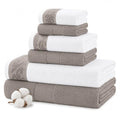 Modern Threads 600 GSM 6-Piece Towel Set with Filgree Jacquard Border Taupe - color: Brown, style: Jacquard Border