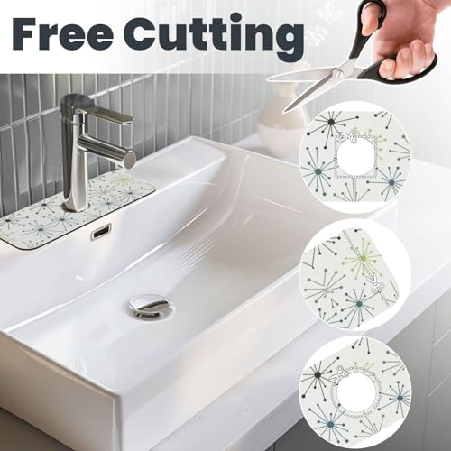 Mid Century Modern White Pot Dot 15" X 5.5" Kitchen Sink Splash Guard Faucet Faucet Guard Draining Mat Sink Splash Guard Faucet Kitchen Bathroom - color: Mid Century Modern White Pot Dot