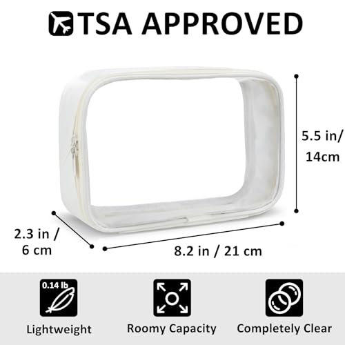 Moyad TSA Approved Toiletry Bag Clear Quart Size Travel Bags Makeup Bag | Large Opening, for Men and Women, Carry on Airline Compliant, Transparent Liquids Pouch, Beige - color: Beige, size: 1 Pack