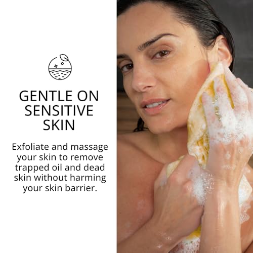 Sima Brand Exfoliating Washcloth Face & Body Scrub Towel - Japanese Exfoliating Towel with Hexagon Fibers, Body Scrubber with 2 Sides for Scrubbing & Washing, Extra Long Body Towels (Yellow) - color: Yellow