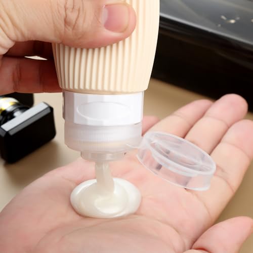 Mrsdry 16 Pack Travel Bottles for Toiletries, 6oz Silicone, Leak Proof, Reusable, Oval, Perfect for Travel, Vacation, Plane Trip, Camp - color: Cream, size: Large