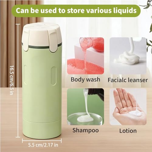 4 in 1 Travel Dispenser Bottle,Leak Proof Refillable Bottles Store Shampoo, Lotion and More,Transparent with Scale, Easy Squeeze Use, Lightweight & Portable Perfect for Travel,Gym,Camping (Green) - color: Green