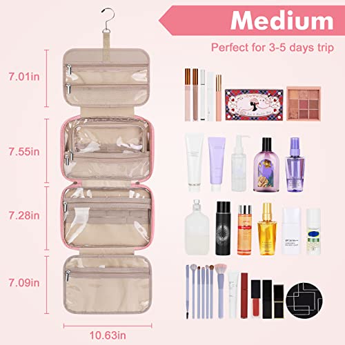 Wedama Toiletry Bag for Women, Medium Cosmetic Travel Bag, Hanging Toiletry Bag for Bathroom, Thickened PVC Waterproof Makeup Bag, Toiletries Bag for Travel Business Trips and Camping, Pink - color: Pink, size: Medium, style: Minimalist
