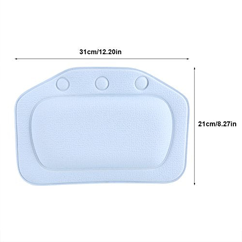 Bath Pillow Bathtub Pillow, Non Slip Tub Head Neck Back Support Cushion Soft Foam Padded Headrest for Home Spa Relaxing Bathroom (Blue)
