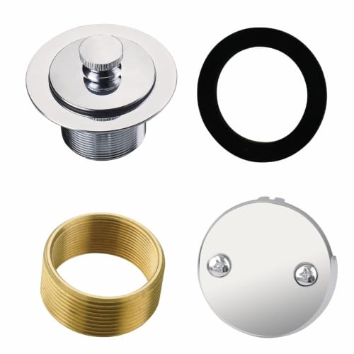 HIDROP Chrome Tub Drain Lift and Turn Assembly, 2-Hole Overflow Faceplate | Stainless Steel Tub Drain, Universal Fine/Coarse Thread fit 1-3/8" or 1-1/2" Tub Drain, Bathtub Drain Conversion Kit - color: Chrome