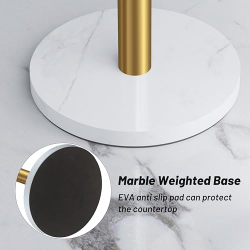 VEHHE Marble Paper Towel Holder for Kitchen Countertop, Standing Paper Towel Stand with Weighted Base & EVA Non-Slip Pad, for Bathroom or Kitchen (Gold) - color: Marble Base | Gold