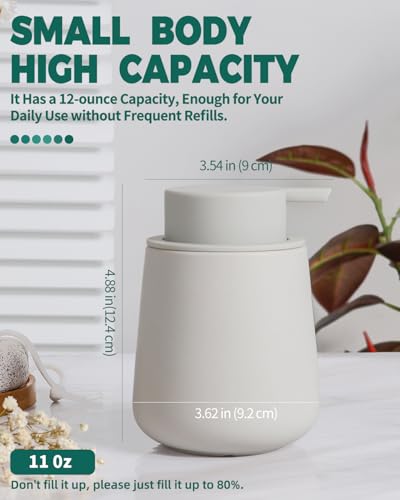 BosilunLife Ceramic Bathroom Accessories Set 3 Pcs, Foaming Soap Dispenser and Toothbrush Holder with Tray, Modern Farmhouse Vanity Decor, Light Grey Housewarming Gift - color: Light Grey, style: Foam