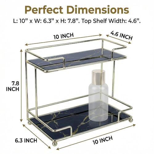 Simmerstone Perfumes Display Shelf, 2 Tier Bathroom Vanity Tray for Comestic, Makeups, Toiletries and Skincare, Multifunctional Cosmetic Storage Rack for Dresser and Countertop