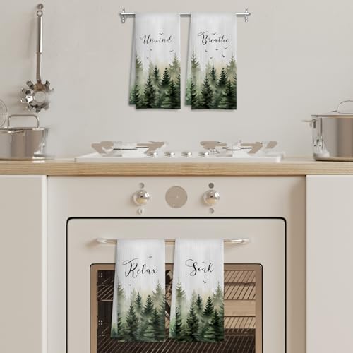 Boho Botanical Bathroom Hand Towels Set of 4, Relax Breathe Soak Unwind Decorative Hand Towels for Gym Yoga Spa Bathroom Decor, 16x24 Inches(Style J) - color: J