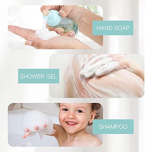 Travel Foam Pump Bottle - 2oz Small Size Foaming Hand Soap Dispenser - Mini Portable Mousse Lash Shampoo Kit Container for Hair - Empty Leak Proof Plastic Green Foamer for Liquid Toiletry 3Pack - color: Blue