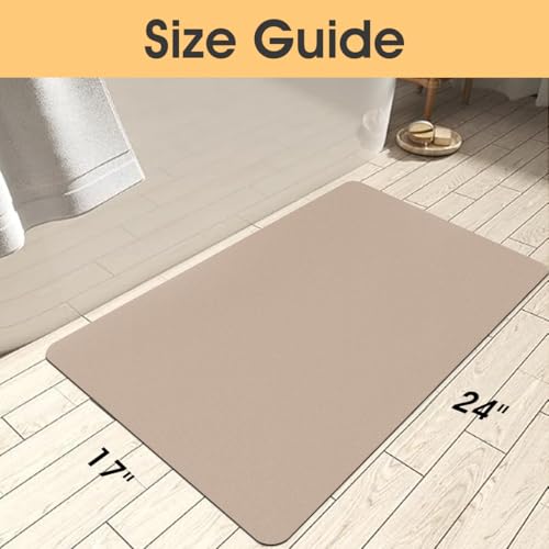 ACCUMTEK Non Slip Bath Mat, Thin Bathroom Rugs Fit Under Door, Quick Dry Bath Mats, Machine Washable Bath Rugs for Bathroom, Bathtub & Kitchen, Bathtub & Kitchen, Taupe/Solid/24 x17 - color: Taupe, size: 1'5" x 2' (Rectangular)