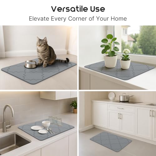 ArtyCozy Extra Large Stone Bath Mat with Non-Slip Rubber Back, 31.5" × 19.7", Super Absorbent Diatomaceous Earth Mat for Bathroom, Quick Drying Shower Rugs for Bathtub, Easy to Clean, Dark Grey - size: 31.5" x 19.7" (Rectangular)