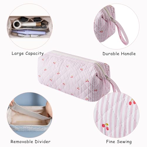 Large Quilted Hair Tools Travel Bag,Hair Styling Accessories Storage Case for Hair Dryer,Curling Iron,Flat Irons,Straightener and Attachments,Portable Organizer with Removable Dividers(19Cherry) - color: 19Cherry