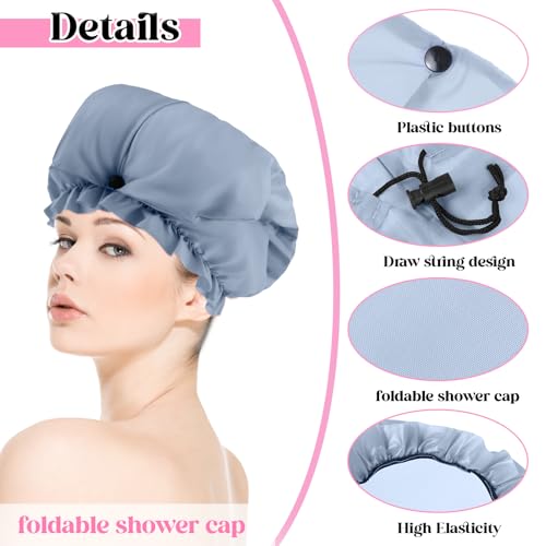 2 Pcs Large Shower Cap for Braids, Extra Long Shower Cap for Women Long Hair & Locs, Waterproof Hair Bonnets for Dreadlocks Drawstring Bath Caps for Women & Men (Black, Grey) - color: Black, Grey