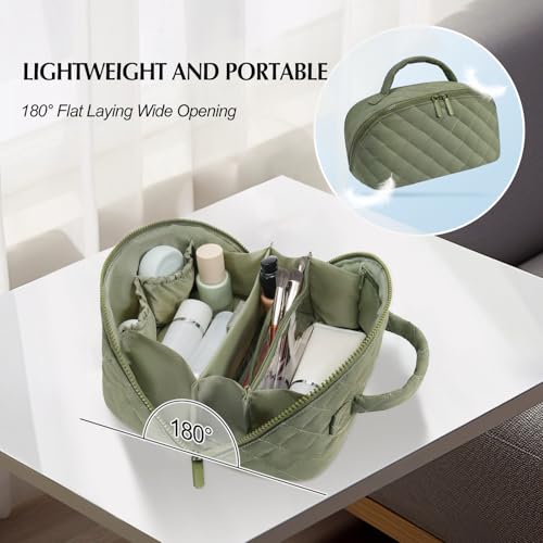 honitty Makeup Bag, Quilted Makeup Bag, Puffy Travel Make up Bags, Cosmetic Organizer Bag, Waterproof Toiletry Bag for Women - color: Green