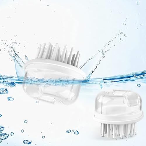 Silicone Scalp Massager, Manual Hair & Scalp Scrubber Shampoo Brush for Dandruff, Buildup, Itch, & Hair Growth - Soft Exfoliating Silicone Bristles for Wet & Dry Hair (Grey)