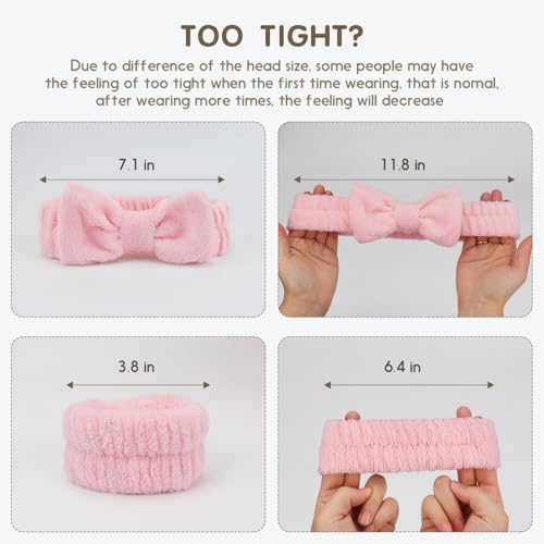 WSYUB Spa Headband and Wristbands for Face Washing,Face Wash Headband and Wristband Set,Black and Pink,6pcs - color: Black and Pink