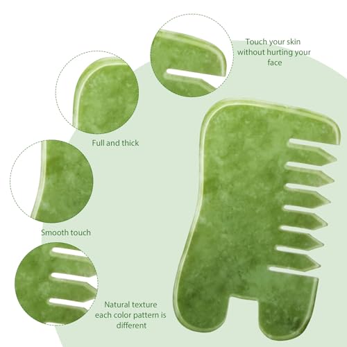 BBTO 2 Pcs Jade Comb for Scalp Massage Gua sha Comb for Head Body spa Hair Multifunctional Handheld Massage Tools(Heart, Classic Style) - style: Heart, Classic Style
