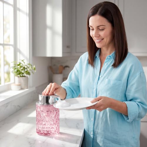 Malachi Foaming Hand Soap Dispenser, Refillable Clear Glass Foam Pump Bottle for Hand Soap, Dish Soap, Body Wash, Shampoo, Facial Cleanser & Baby Wash, Multi‑use for Bathroom, Kitchen & Commercial Use - color: Diamond Pink -2