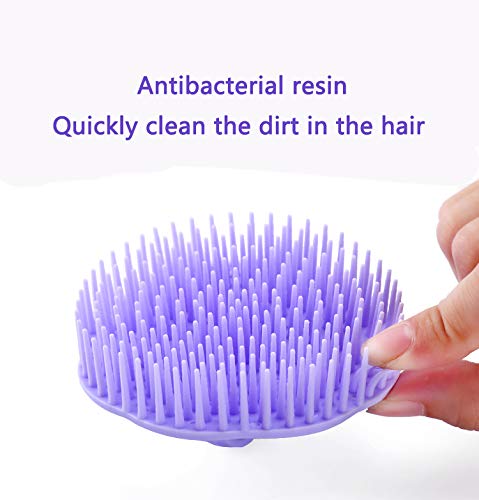 Aroveea Hair Scalp Brush Dandruff Cleaning Brush Shower Scalp Shampoo Brush Scalp Massager Pack of 4 (Orange and Violet) - color: Orange and Purple
