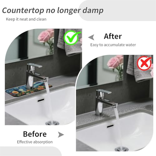 Faucet Fast Absorbent Pad - Starry Night Floral Field , Suitable For Kitchen, Bathroom, Island And Other Scenes - color: Starry Night Floral Field