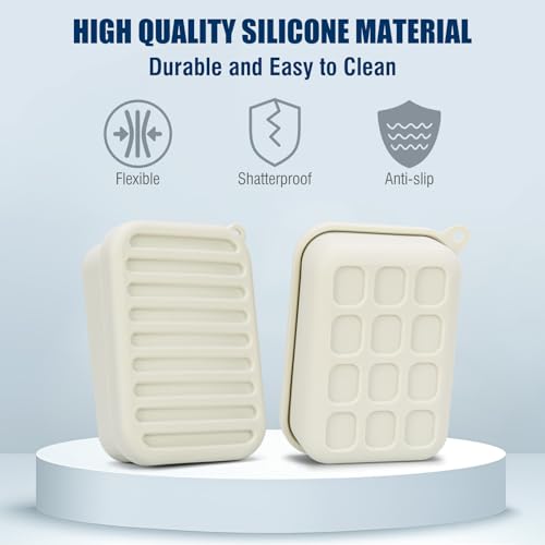 Superior Leak-Proof Silicone Travel Soap Case with Drainage Lid/Layer, Compact Bar Soap Container, Durable Soap Holder for Camping, Gym, and Travel Size Toiletries (Off-White) - color: Off-white