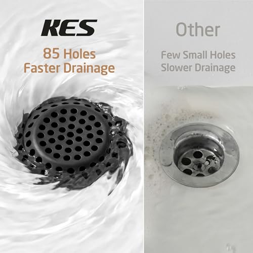 KES Bathroom Sink Grid Drain Without Overflow, 360° Water Drainage, Anti-Clog Design, Detachable Strainer, Matte Black Vanity & Vessel Drain, Stainless Steel & Brass, S2020D-BK - color: Matte Black