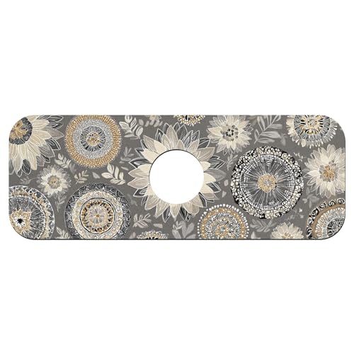 Faucet Fast Absorbent Pad - Vintage Circular And Flowers Drying Pad, Suitable For Kitchen, Bathroom, Island And Other Scenes - color: Vintage circular and flowers