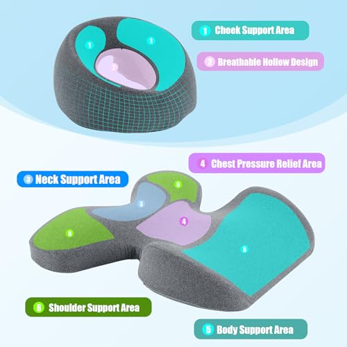 MABOZOO Face Down Massage Pillow, Face Down Pillow for Sleeping with Non-Slip Bottom, Home Head Cushion and Chest Cushion for SPA, Sleep (Gray) - color: Gray