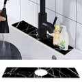 Kitchen Sink Splash Guard - Kitchen Faucet Mat, Diatomaceous Earth Kitchen Sink, Faucet Handle Drip Catcher, Bathroom Sink Faucet Mat for Countertop (15.75 * 3.93 in, Black)