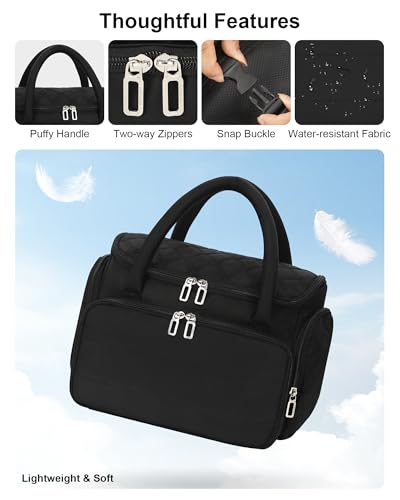 Hanging Toiletry Bag for Women - Travel Makeup Organizer with Brush Compartment, Portable Cosmetic Case with Removable Dividers for Full-Size Container, Lightweight Travel Bag for Trip - Black - color: 02-Black, size: X Large