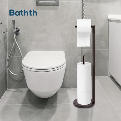 Toilet Paper Holder Stand,Toilet Paper Holder Free Standing,Bronze Toilet Stand Holder for 4 Rolls,Toilet Paper Storage by Bathth - color: Bronze