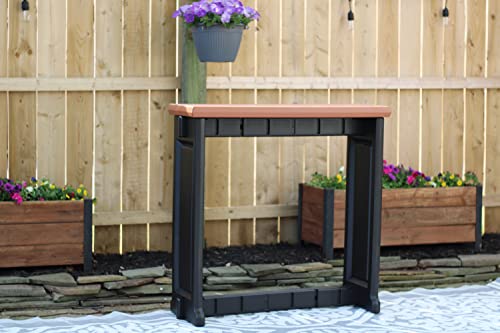 Single Bar Redwood Top & Black Base Ideal for Patio Hot Tub Area Backyard Durable WeatherResistant Design Easy Nohardware Assembly Proudly Made in USA - color: Black/Redwood, size: Single Bar without Barstools