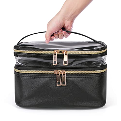 Travel Makeup Bag Makeup Organizer Bag Cosmetic Bag Makeup Bags for Women Cosmetics Cases Portable Waterproof Foldable - color: 00-Black
