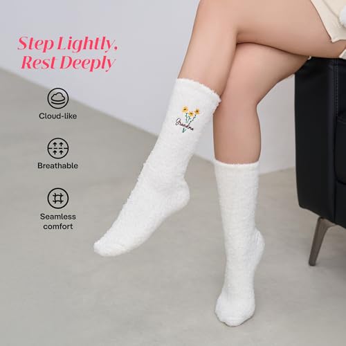 CoolMate Cozy Soft Cloud Socks, Fuzzy Socks for Women - color: B.03 - Grandma Flowers Cream