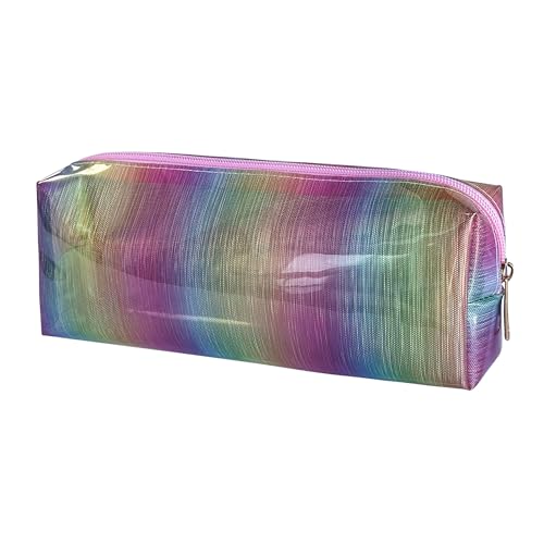 Waterproof Makeup Bag,10 x 3.5x 2 inch Iridescent TPU Travel Toiletry Bag with Handle for Women & Men, Portable Cosmetic Pouch for Gym Swim Beach (A250030-536-1) - color: A250030-536-1